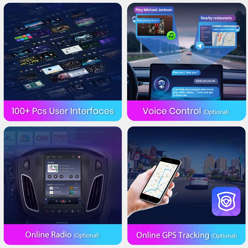 Junsun For Tesla Style Android Auto 4G Wireless Carplay DSP Car Radio Multimedia Player For Ford Focus MK 3 2012-2017 no 2din