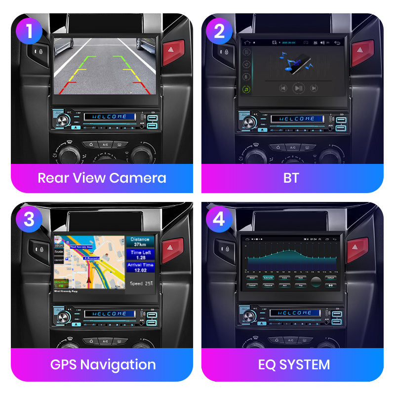 Junsun Wireless Carplay Android Auto 7 "Retractable Touch Screen Universal Radio 1 Din Foldden Car Multimedia Player GPS Autorad
