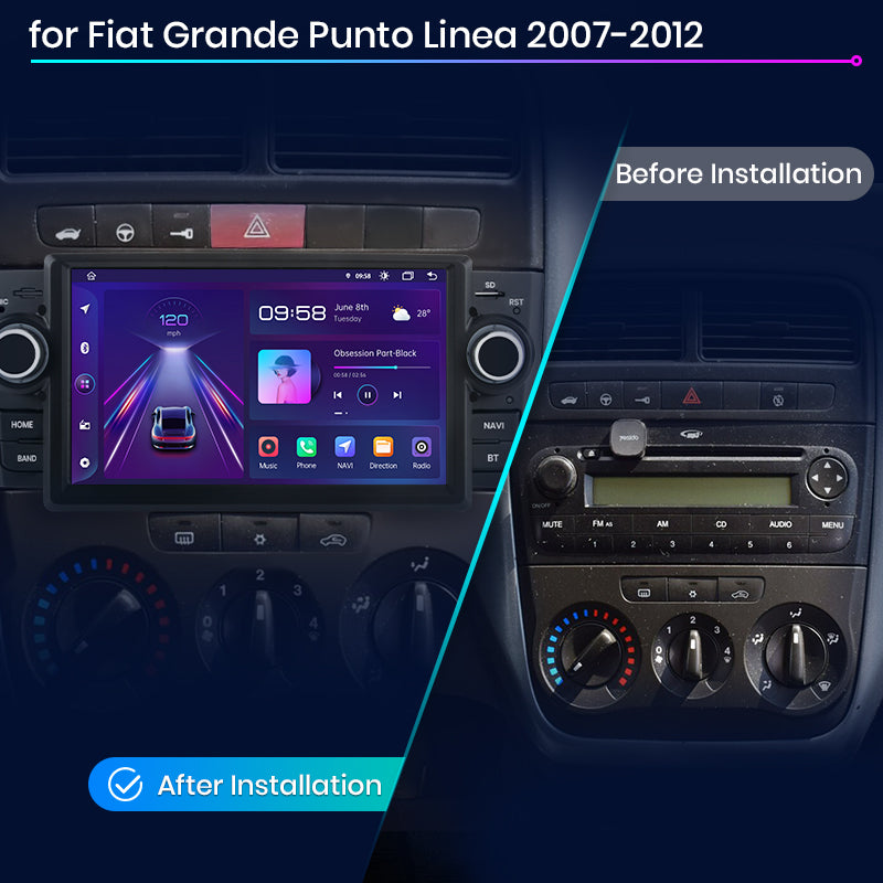 Junsun AI voice 4G LTE wireless CarPlay Android Auto Radio For Fiat Grande Punto 2005-2012 Car Intelligent Systems Multimedia player Stereo RDS BT 2 din autoradio GPS Navi screen