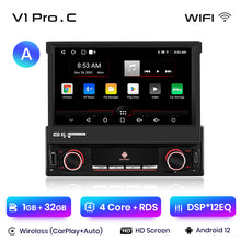 Junsun Carplay inalámbrico Android Auto 7 "Pantalla táctil retráctil Radio universal 1 DIN Reproductor multimedia para coche GPS Autorad