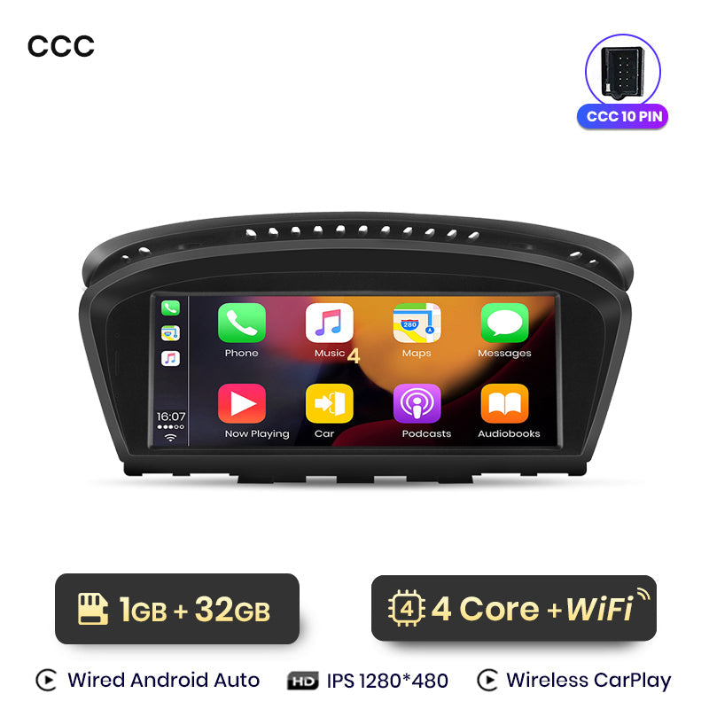 Junsun 8.8 Inch Wireless CarPlay Andorid Auto Car Radio For BMW 5 Series E60 E61 E62 2004-2010 4G WiFi BT Audio Head Unit