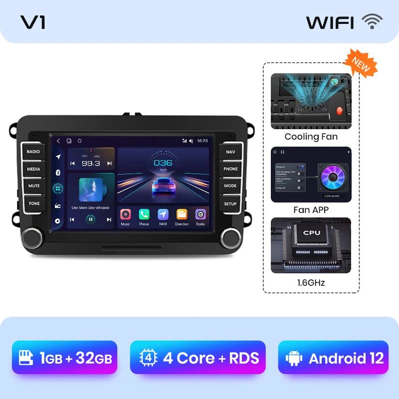 Junsun Android 13 Drahtlose Carplay Autoradio Für Volkswagen Golf 5 6 Polo Passat B6 B7 Sitz Skoda Jetta Universal Muiltmedia 
