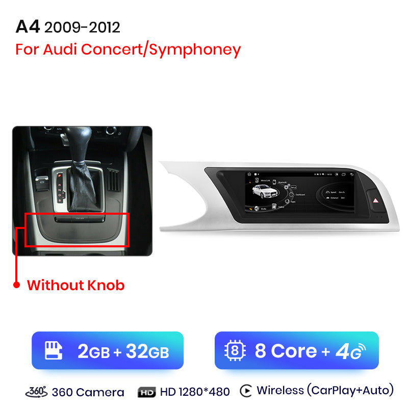 Junsun 8.8 inch Wireless CarPlay Andorid Auto Car Radio Multimedia For Audi A4 A4L B8 2009-2016 Navigation Autoradio