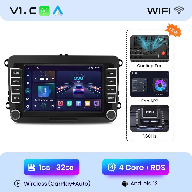 Junsun Android 13 Drahtlose Carplay Autoradio Für Volkswagen Golf 5 6 Polo Passat B6 B7 Sitz Skoda Jetta Universal Muiltmedia 