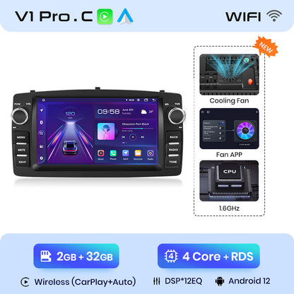 Junsun - Radio inalámbrica con Carplay y Android para Toyota Corolla E120 (2000-2006), BYD F3 (2003-2020), 4G, WiFi, GPS, Bluetooth, DSP, RDS, sin 2 DIN