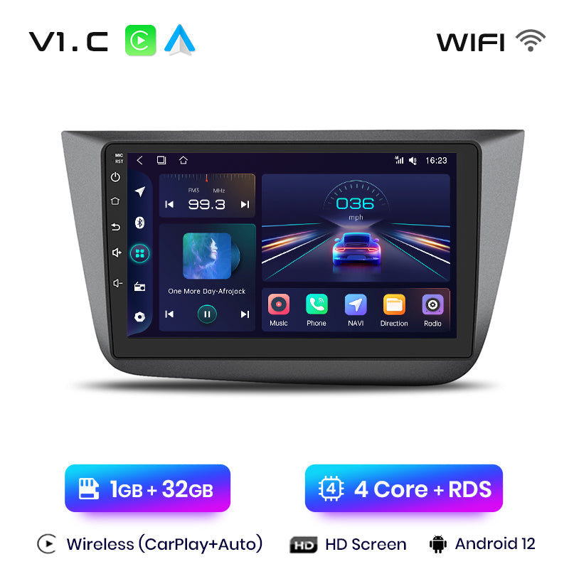 Junsun V1 AI Voice - Radio inalámbrica CarPlay Android Auto para Seat Altea 2004-2015 Toledo 3 4G, GPS, 2DIN, multimedia para coche