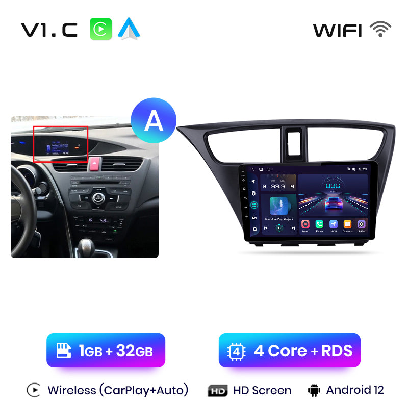Radio Junsun AI Voice 2 DIN Android Auto para Honda Civic 9 FK FB 2012-2017 con Carplay 4G, GPS, multimedia, 2 DIN