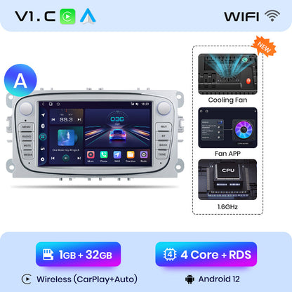 Radio Junsun con CarPlay inalámbrico y Android para Ford Focus S-Max, Mondeo, Galaxy C-Max, Kuga, RDS, 4G, WiFi, GPS, 2 DIN, Bluetooth