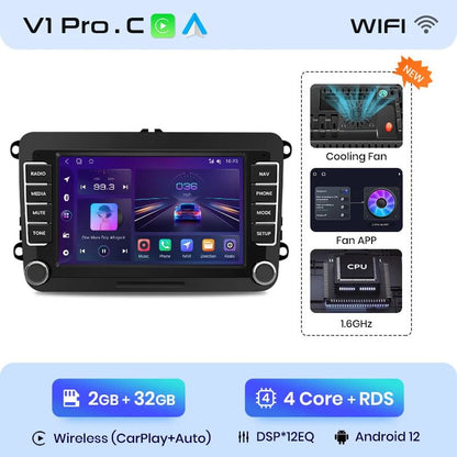 Junsun Android 13 Drahtlose Carplay Autoradio Für Volkswagen Golf 5 6 Polo Passat B6 B7 Sitz Skoda Jetta Universal Muiltmedia 