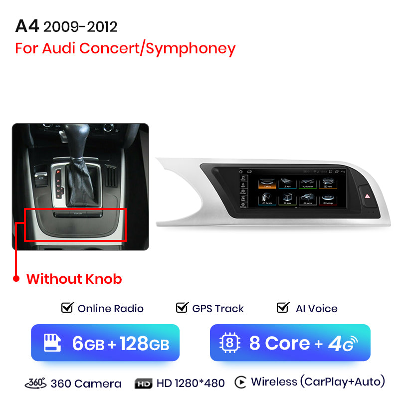 Junsun 8.8 inch Wireless CarPlay Andorid Auto Car Radio Multimedia For Audi A4 A4L B8 2009-2016 Navigation Autoradio