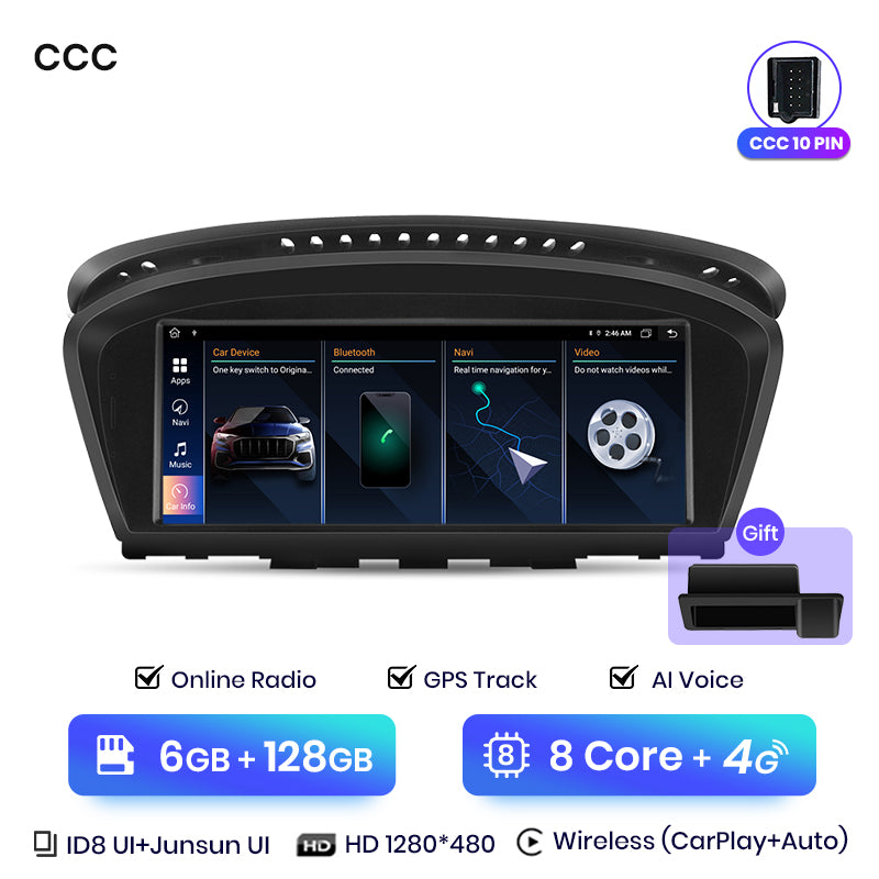 Radio Junsun de 8,8 pulgadas con Android y CarPlay inalámbrico para BMW Serie 5 E60 E61 E62 2004-2010, unidad principal de audio 4G WiFi BT