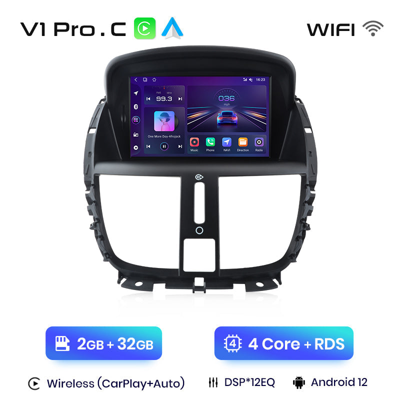 Radio Junsun AI Voice 2 DIN Android para Peugeot 207 207CC 2006-2015 con Carplay 4G, GPS, multimedia, 2 DIN