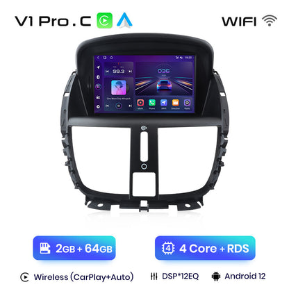 Radio Junsun AI Voice 2 DIN Android para Peugeot 207 207CC 2006-2015 con Carplay 4G, GPS, multimedia, 2 DIN