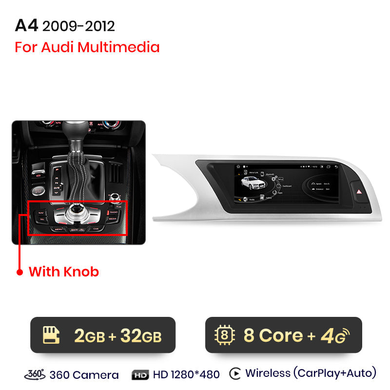 Junsun 8.8 inch Wireless CarPlay Andorid Auto Car Radio Multimedia For Audi A4 A4L B8 2009-2016 Navigation Autoradio