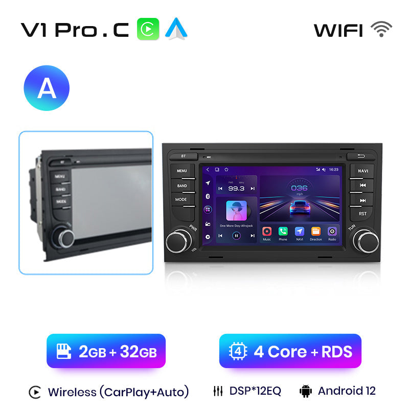 Junsun AI voice 4G LTE wireless CarPlay Android Auto Radio For  Audi A4 B9 B8 B7 B6 S4 RS4 SEAT Exeo Car Intelligent Systems Multimedia player Stereo RDS BT 2 din autoradio GPS Navi screen