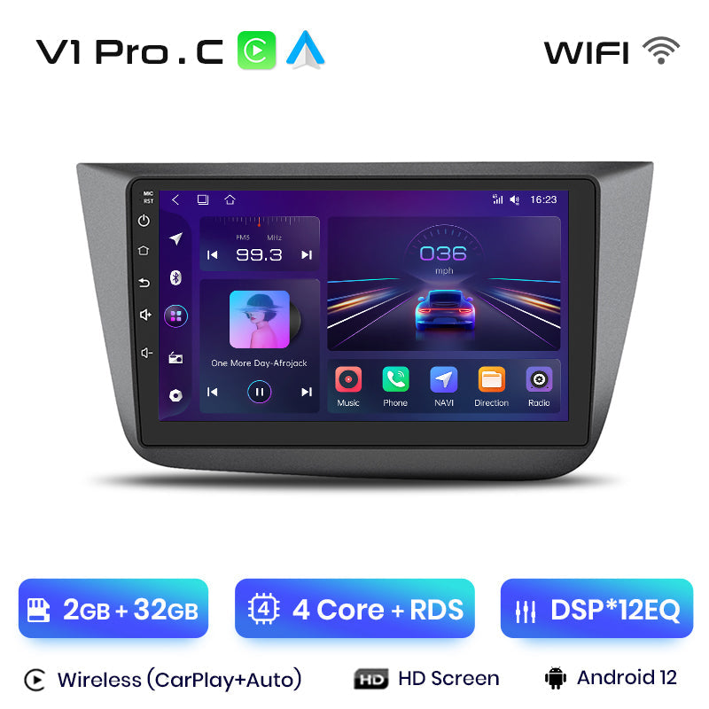 Junsun V1 AI Voice - Radio inalámbrica CarPlay Android Auto para Seat Altea 2004-2015 Toledo 3 4G, GPS, 2DIN, multimedia para coche