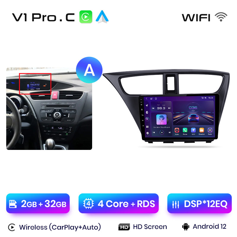 Radio Junsun AI Voice 2 DIN Android Auto para Honda Civic 9 FK FB 2012-2017 con Carplay 4G, GPS, multimedia, 2 DIN