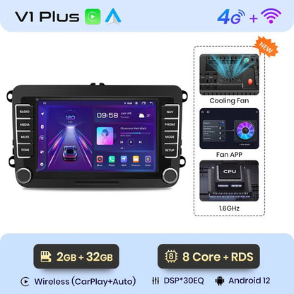 Junsun Android 13 Drahtlose Carplay Autoradio Für Volkswagen Golf 5 6 Polo Passat B6 B7 Sitz Skoda Jetta Universal Muiltmedia 