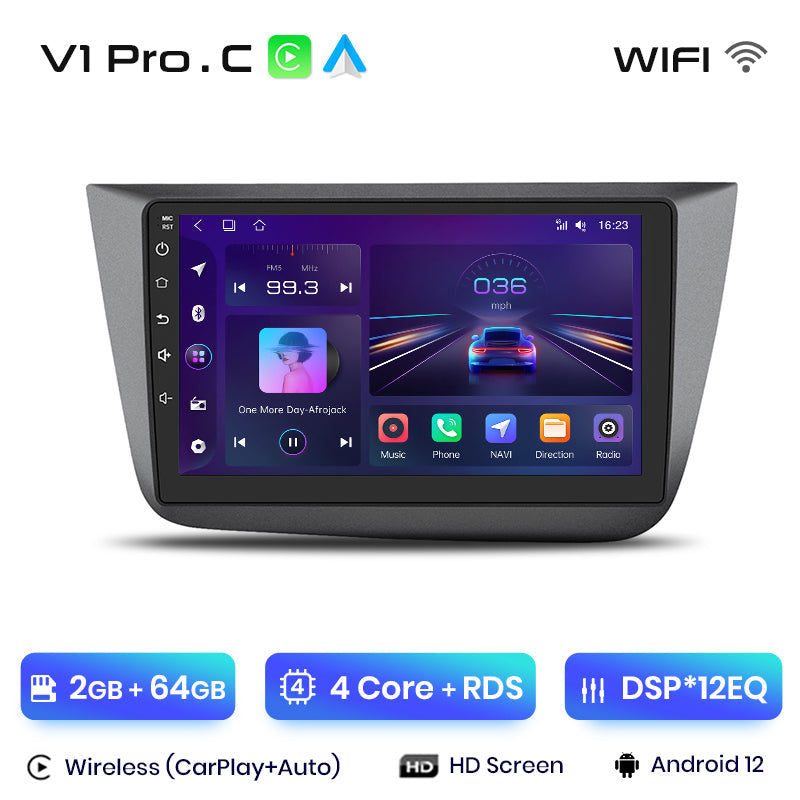 Junsun V1 AI Voice - Radio inalámbrica CarPlay Android Auto para Seat Altea 2004-2015 Toledo 3 4G, GPS, 2DIN, multimedia para coche