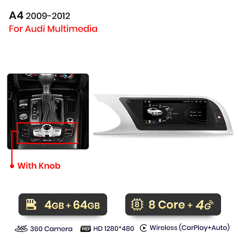 Junsun 8.8 inch Wireless CarPlay Andorid Auto Car Radio Multimedia For Audi A4 A4L B8 2009-2016 Navigation Autoradio