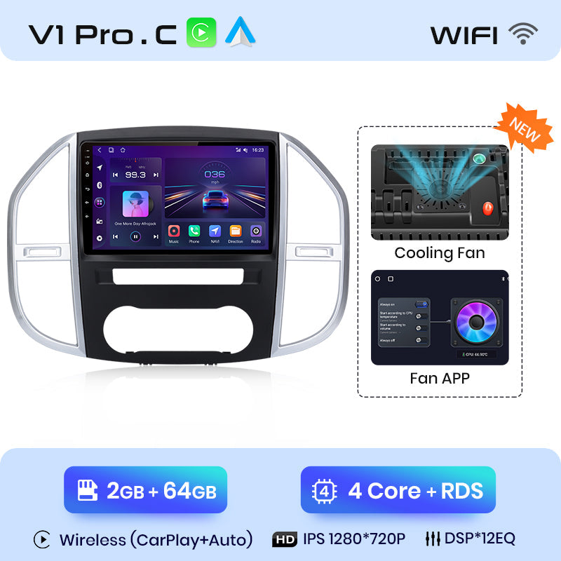 Radio Junsun AI Voice 2 DIN Android para Mercedes Benz Vito W447 2014-2020, Carplay 4G, GPS, multimedia, 2 DIN
