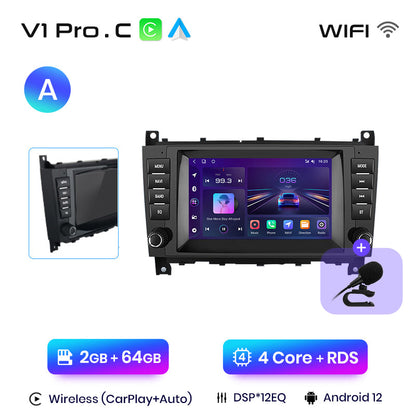 Junsun AI Android 13 CarPlay Auto Autoradio für Mercedes Benz C-Klasse W203 W209 C180 W219 2004-2011 Multimedia GPS 4G DSP RDS