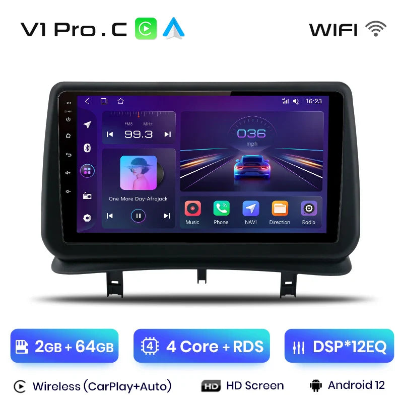 Radio Junsun AI Voice 2 DIN Android para Renault Clio 3 2005-2014 con Carplay 4G, GPS, multimedia, 2 DIN