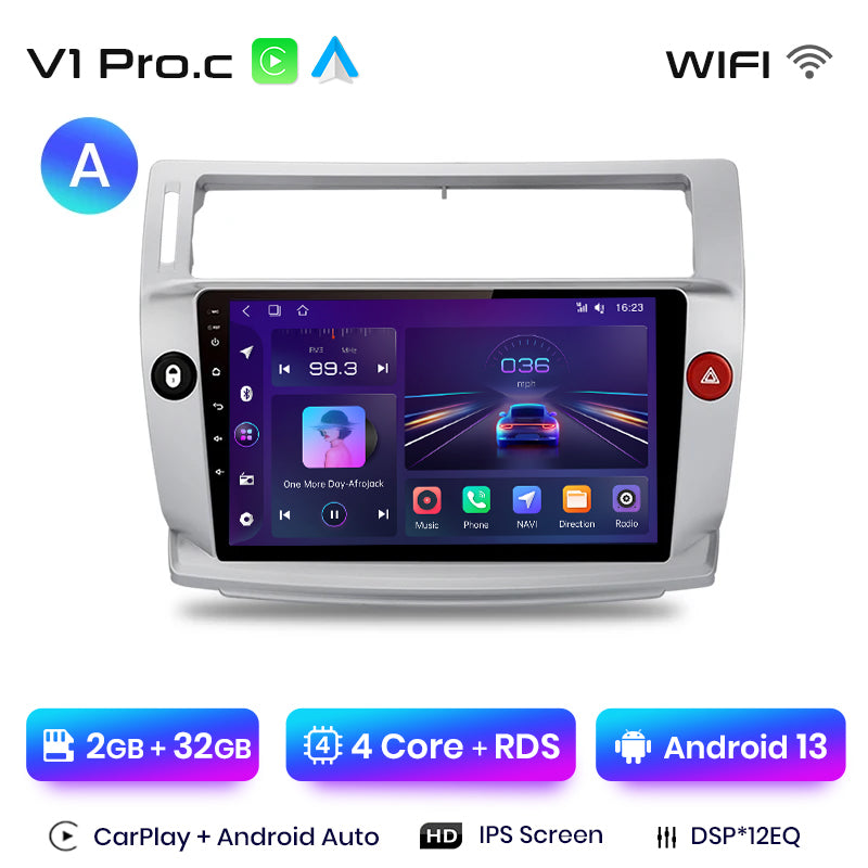 Junsun AI Voice 2 din Android Auto Radio For Citroen C4 C-Triomphe C-Quatre 2004 - 2009 Carplay 4G Car Multimedia GPS 2din autoradio