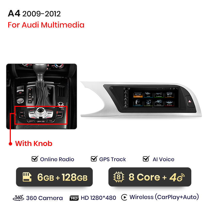 Junsun 8.8 inch Wireless CarPlay Andorid Auto Car Radio Multimedia For Audi A4 A4L B8 2009-2016 Navigation Autoradio