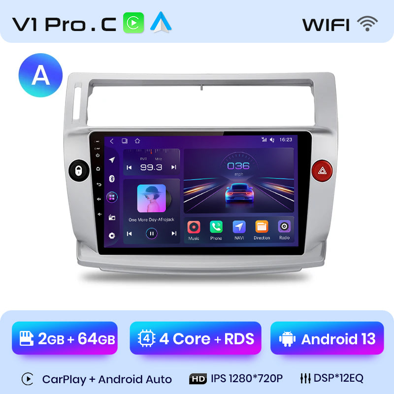 Junsun AI Voice 2 din Android Auto Radio For Citroen C4 C-Triomphe C-Quatre 2004 - 2009 Carplay 4G Car Multimedia GPS 2din autoradio