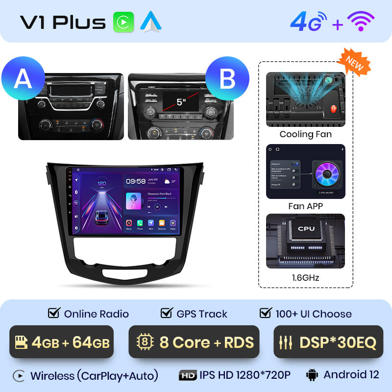 Junsun Wireless CarPlay Radio Multimedia For Nissan Qashqai J11 X-Trail T32 2013-2017 Android Auto GPS autoradio Car Intelligent