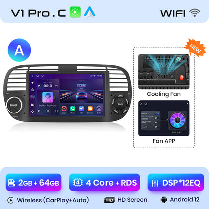 Junsun AI voice 4G LTE wireless CarPlay Android Auto Radio For FIAT 500 Abarth 2007-2015 Car Intelligent Systems Multimedia player Stereo RDS BT 2 din autoradio GPS Navi screen