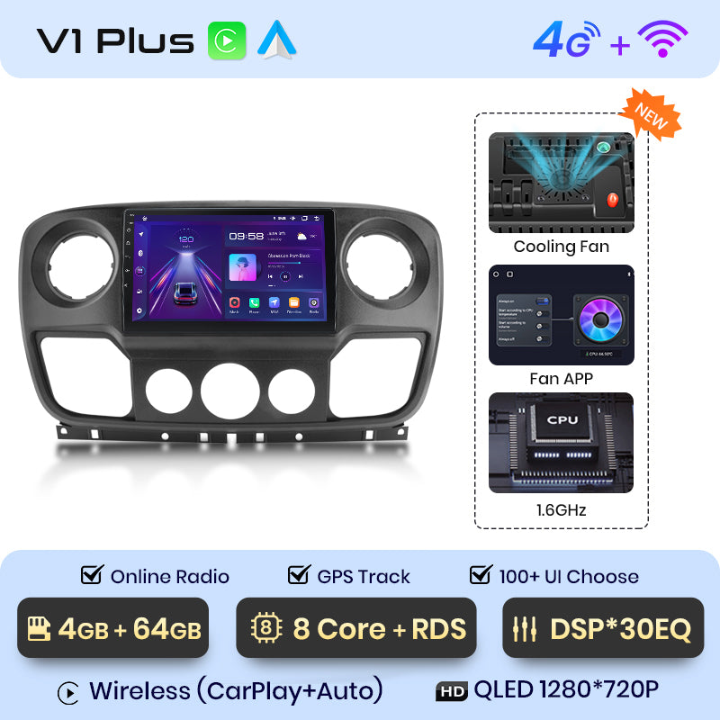 Junsun AI Voice 2 din Android Auto Radio For Renault Master Nissan NV400 Opel Movano 2010 - 2021 Carplay 4G Car Multimedia GPS 2din autoradio