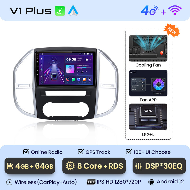 Radio Junsun AI Voice 2 DIN Android para Mercedes Benz Vito W447 2014-2020, Carplay 4G, GPS, multimedia, 2 DIN