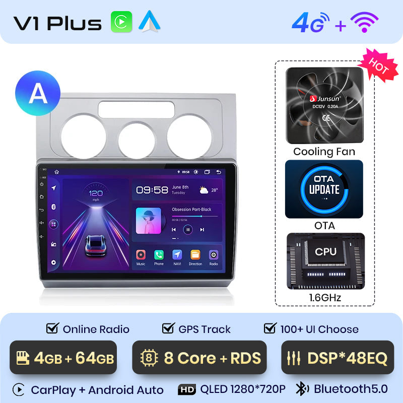 Junsun AI Stimme 2 din Android Auto Radio Für Volkswagen Touran 1 2003 - 2010 Carplay 4G Auto Multimedia GPS 2din autoradio