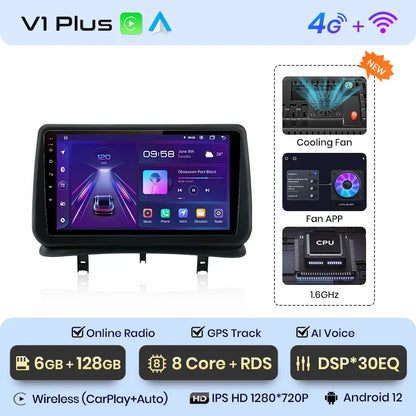 Radio Junsun AI Voice 2 DIN Android para Renault Clio 3 2005-2014 con Carplay 4G, GPS, multimedia, 2 DIN