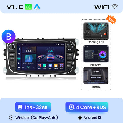 Radio Junsun con CarPlay inalámbrico y Android para Ford Focus S-Max, Mondeo, Galaxy C-Max, Kuga, RDS, 4G, WiFi, GPS, 2 DIN, Bluetooth
