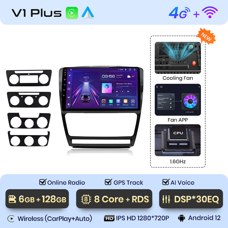 Junsun AI Voice 2 din Android Auto Radio For Skoda Octavia 2 A5 2008-2013 Carplay 4G Car Multimedia GPS 2din autoradio