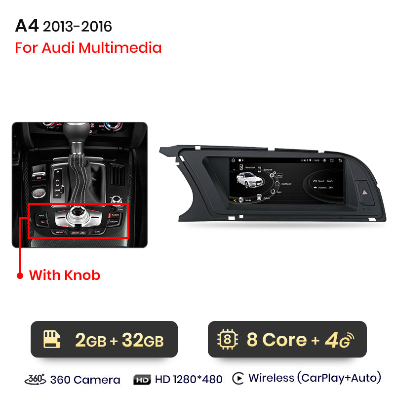 Junsun 8.8 inch Wireless CarPlay Andorid Auto Car Radio Multimedia For Audi A4 A4L B8 2009-2016 Navigation Autoradio