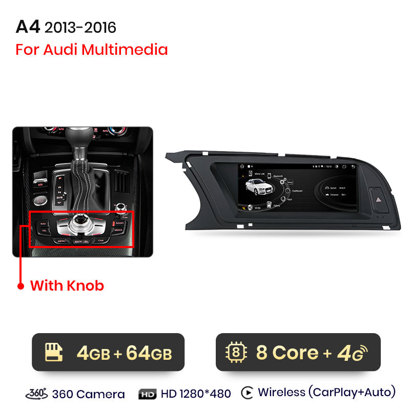 Junsun 8.8 inch Wireless CarPlay Andorid Auto Car Radio Multimedia For Audi A4 A4L B8 2009-2016 Navigation Autoradio