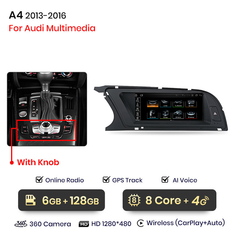 Junsun 8.8 inch Wireless CarPlay Andorid Auto Car Radio Multimedia For Audi A4 A4L B8 2009-2016 Navigation Autoradio