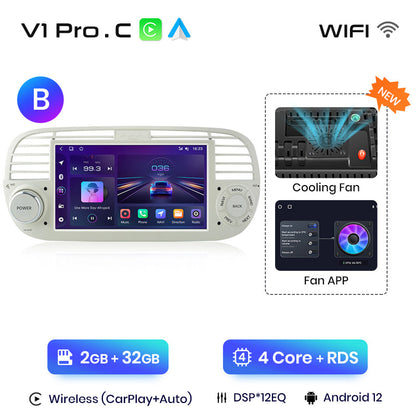 Junsun AI voice 4G LTE wireless CarPlay Android Auto Radio For FIAT 500 Abarth 2007-2015 Car Intelligent Systems Multimedia player Stereo RDS BT 2 din autoradio GPS Navi screen