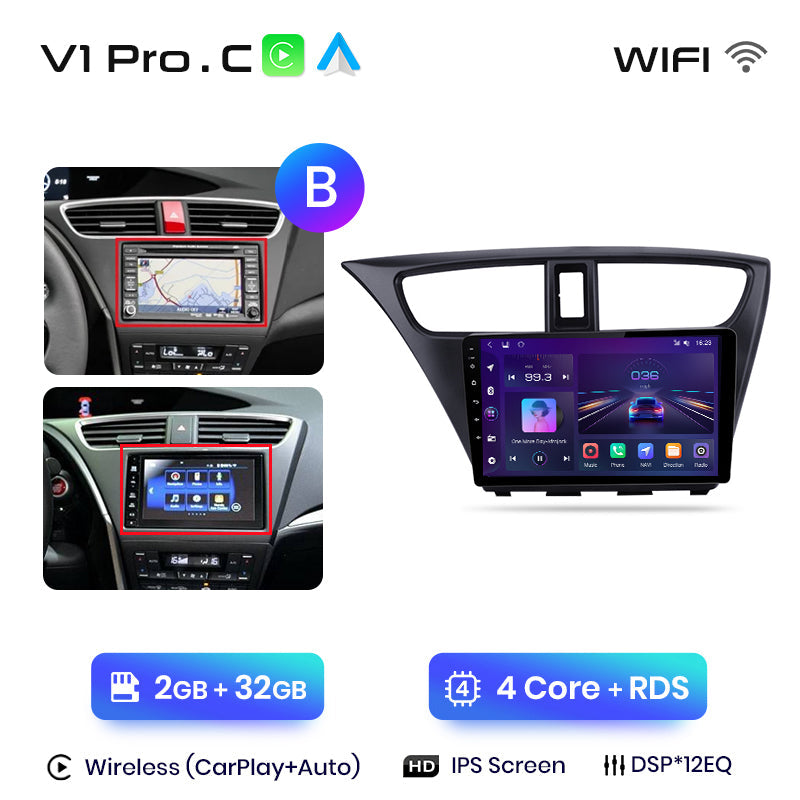 Junsun AI Voice 2 din Android Auto Radio For Honda Civic 9 FK FB 2012 - 2017 Carplay 4G Car Multimedia GPS 2din autoradio