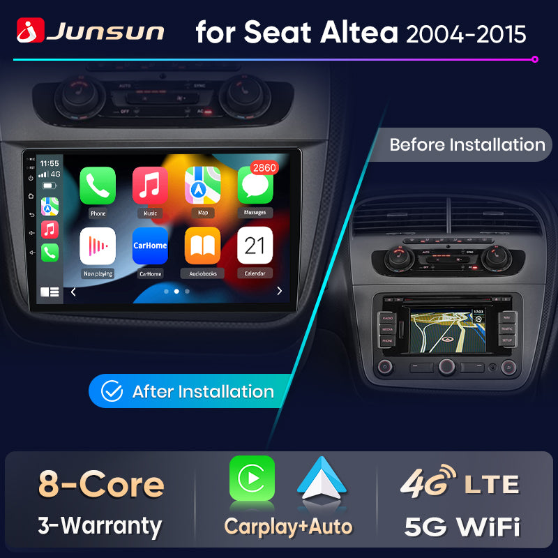Junsun Wireless CarPlay Car Radio For Seat Altea 2004-2015 Toledo 3 Android Multimedia