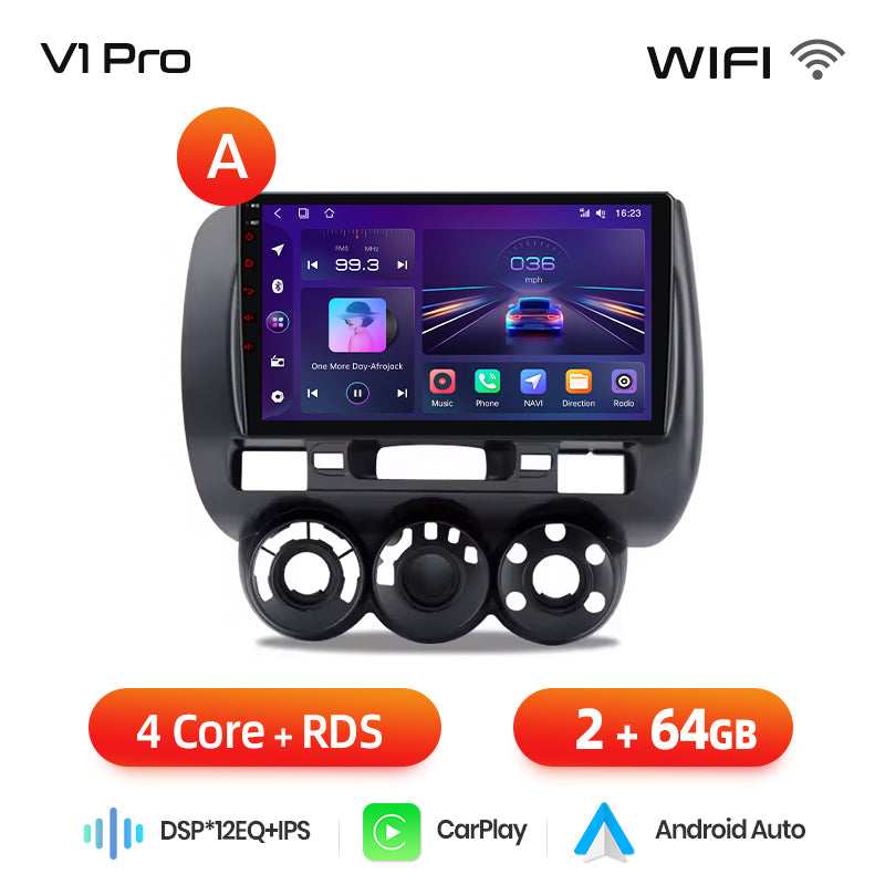 Junsun AI voice 4G LTE wireless CarPlay Android Auto Radio For Honda Fit Jazz City 2002 2003 2004-2007 Car Intelligent Systems Multimedia player Stereo RDS BT 2 din autoradio GPS Navi screen