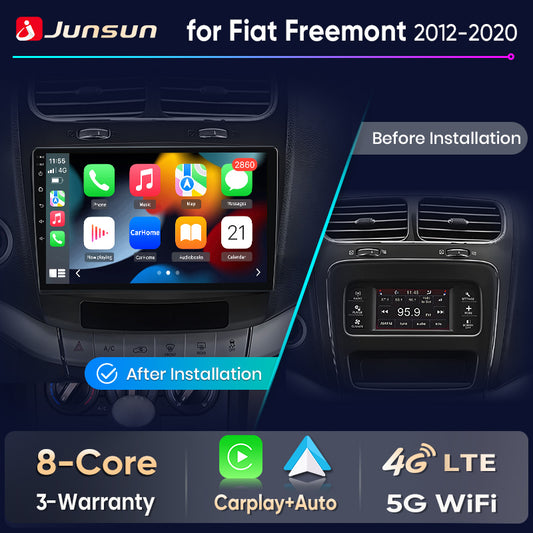 Junsun Wireless CarPlay Car Radio For Dodge Journey Fiat Freemont 2012-2020 Android Multimedia