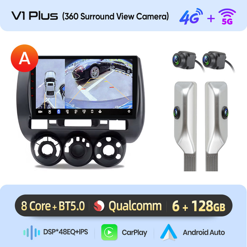 Junsun AI voice 4G LTE wireless CarPlay Android Auto Radio For Honda Fit Jazz City 2002 2003 2004-2007 Car Intelligent Systems Multimedia player Stereo RDS BT 2 din autoradio GPS Navi screen