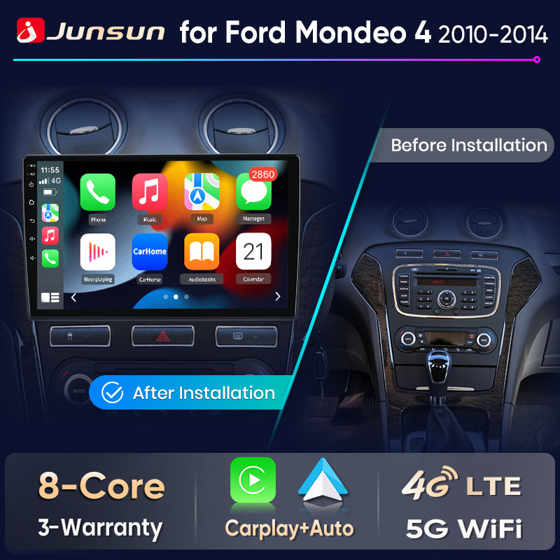 Junsun Wireless CarPlay Car Radio For Ford Mondeo 4 mk4 2010 2011 2012-2014 Android Multimedia