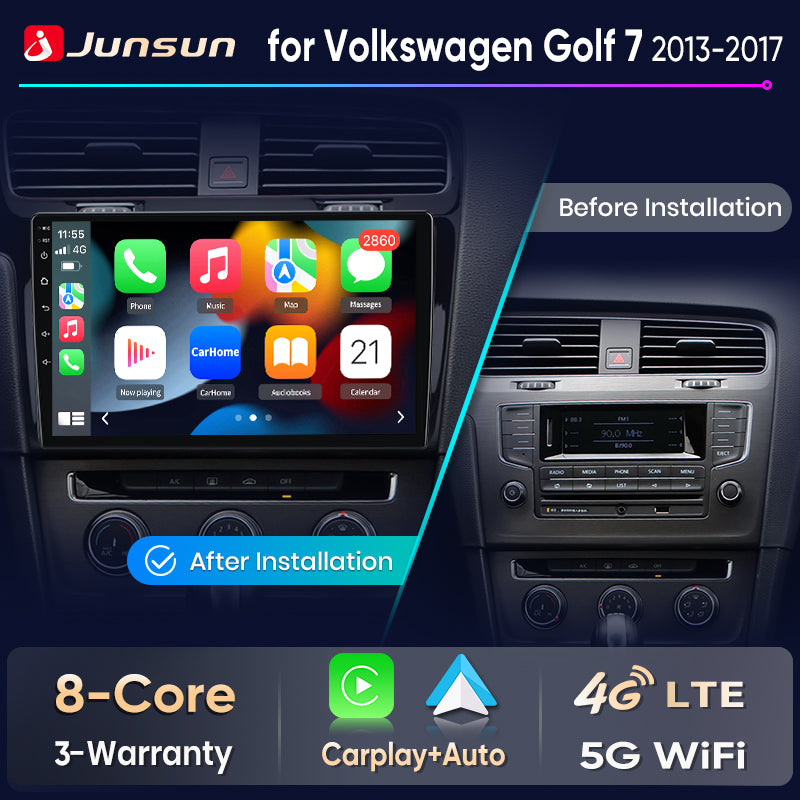 Junsun Wireless CarPlay Car Radio For VW Golf 7 mk7 2013-2017 Android Multimedia