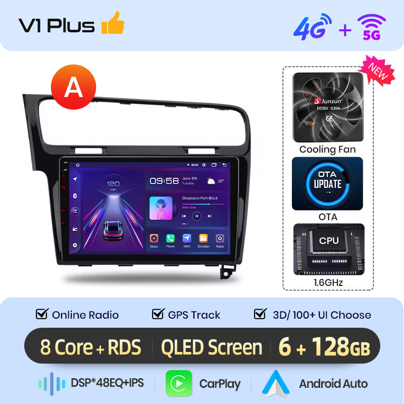 Junsun AI voice 4G LTE wireless CarPlay Android Auto Radio For VW Golf 7 2013-2017 Car Intelligent Systems Multimedia player Stereo RDS BT 2 din autoradio GPS Navi screen